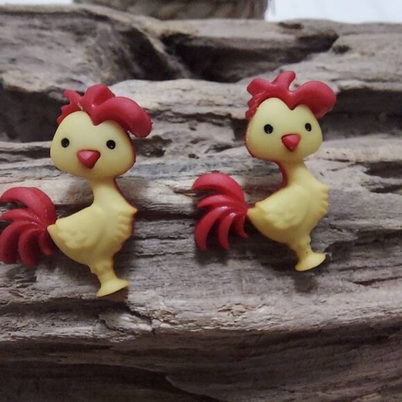 Super cute handmade Rooster Earrings - Picture 1 of 3